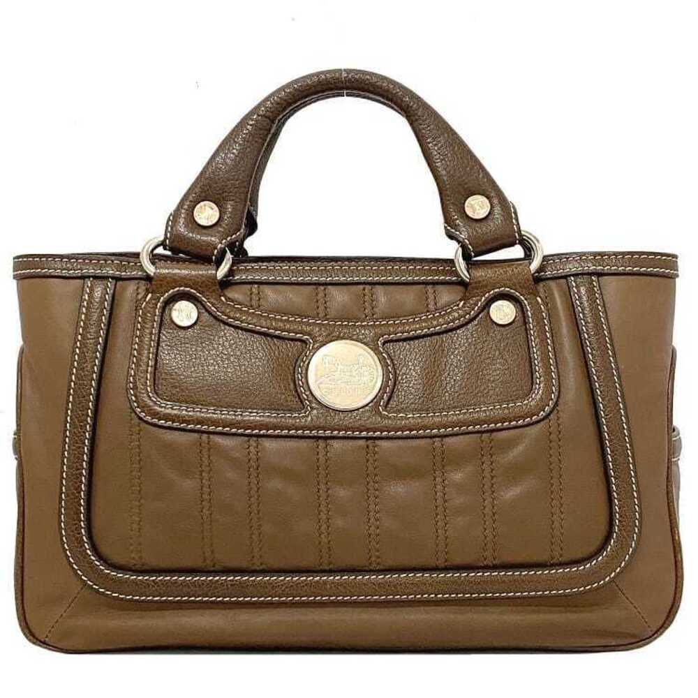 Celine Boogie Bag Brown Leather Quilted Logo Horse Carriage Business Plain